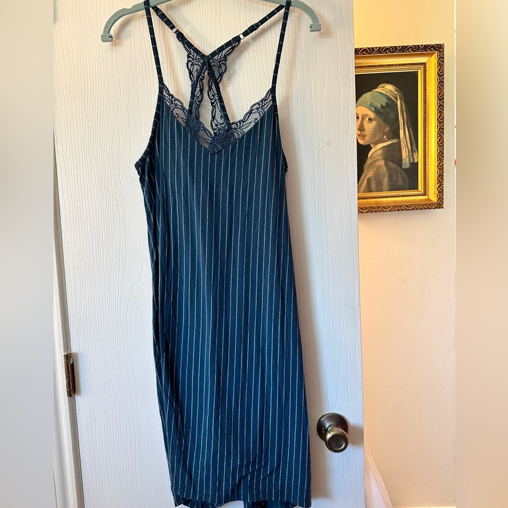 Pretty blue and white striped nightgown from Soma size Med